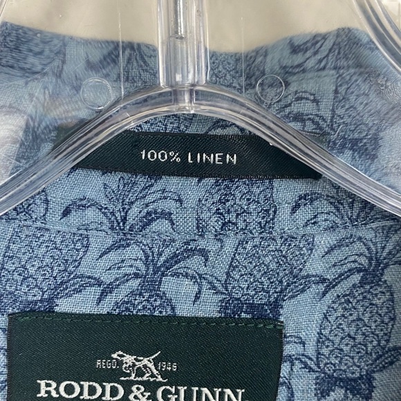 RODD & GUNN linen short sleeve pineapple design shirt button down s… - Picture 3 of 7